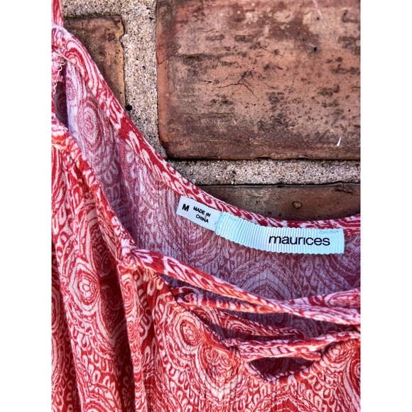 Burnt Orange Boho Cold Shoulder Tie Front Mini Dress - Picture 4 of 5